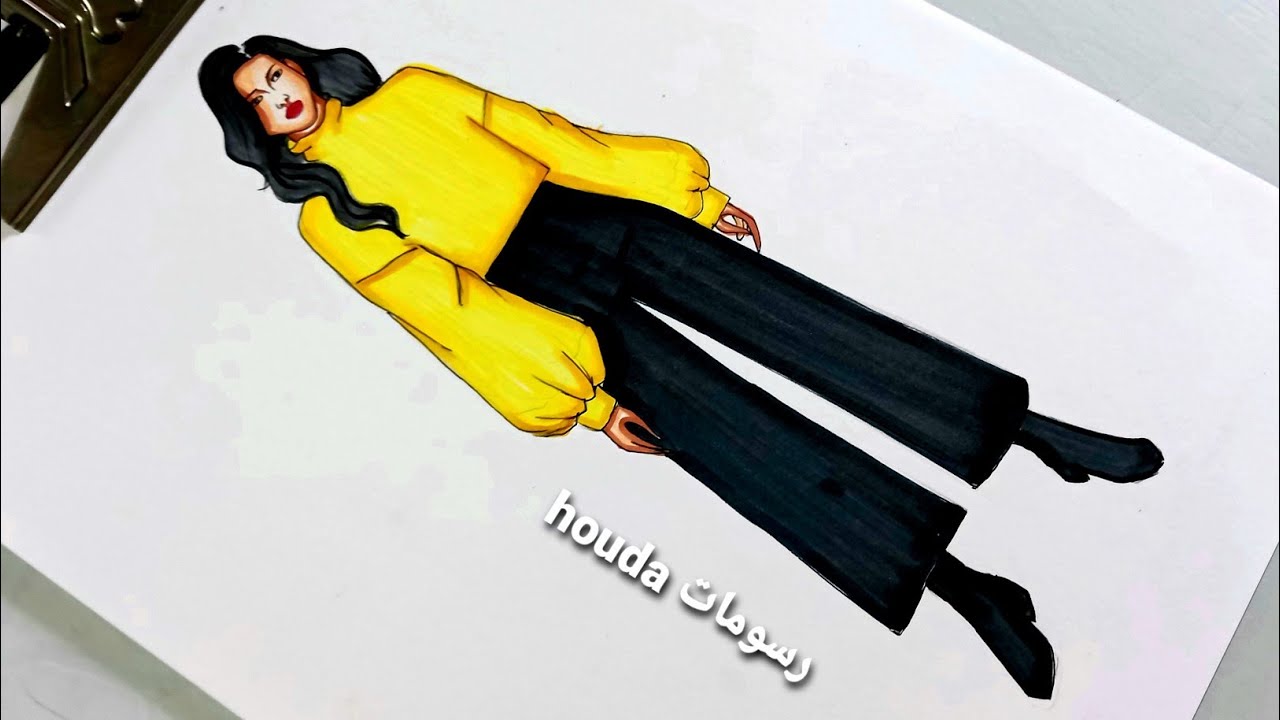 تعلم رسم ازياء كاجوال شتوية سهل جدا💛/winter casual fashion drawing
