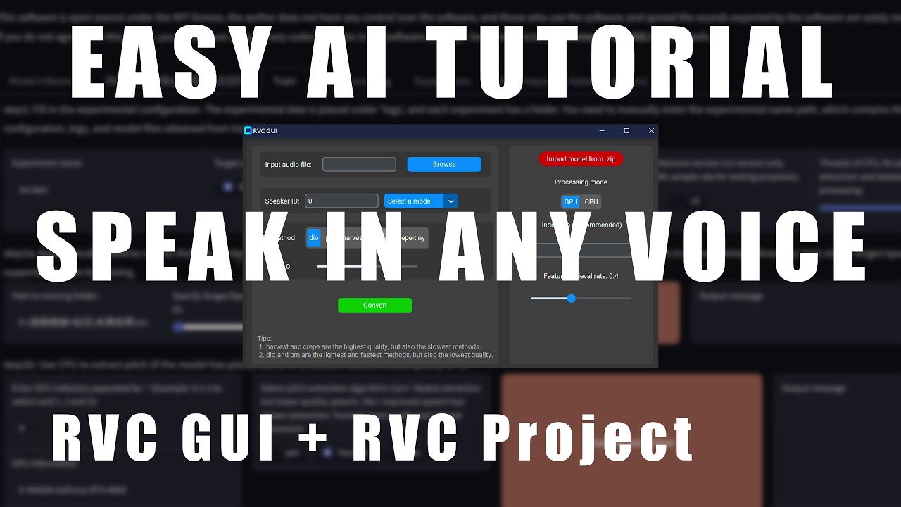 RVC V2 Tutorial - Speak in any voice! - Retrieval-based Voice Conversion - Easy AI Voice Tutorial