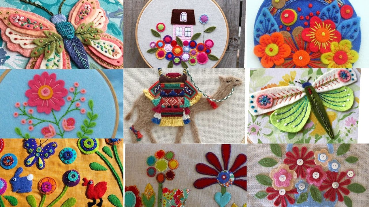 Felt Embroidery//Felt Flowers//Felt Applique//Felt art//Felt Broch//Wool Felt İdeas/