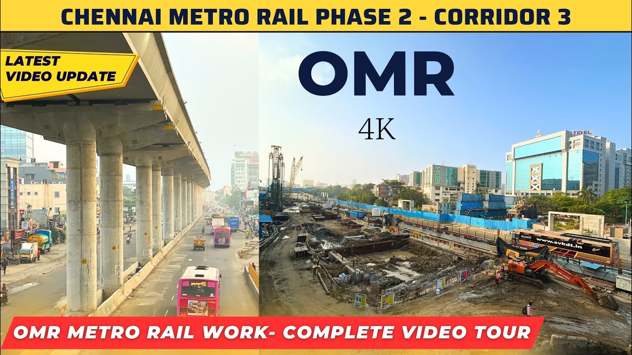 Chennai Metro Rail Corridor 3 OMR | Tidel Park to Sholinganallur | Chennai 4K  Chennai 2.0 OMR
