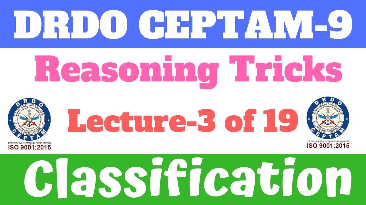 #3 Classification| Odd one out | Drdo Tier-1 Crash course| Drdo Reasoning Tricks