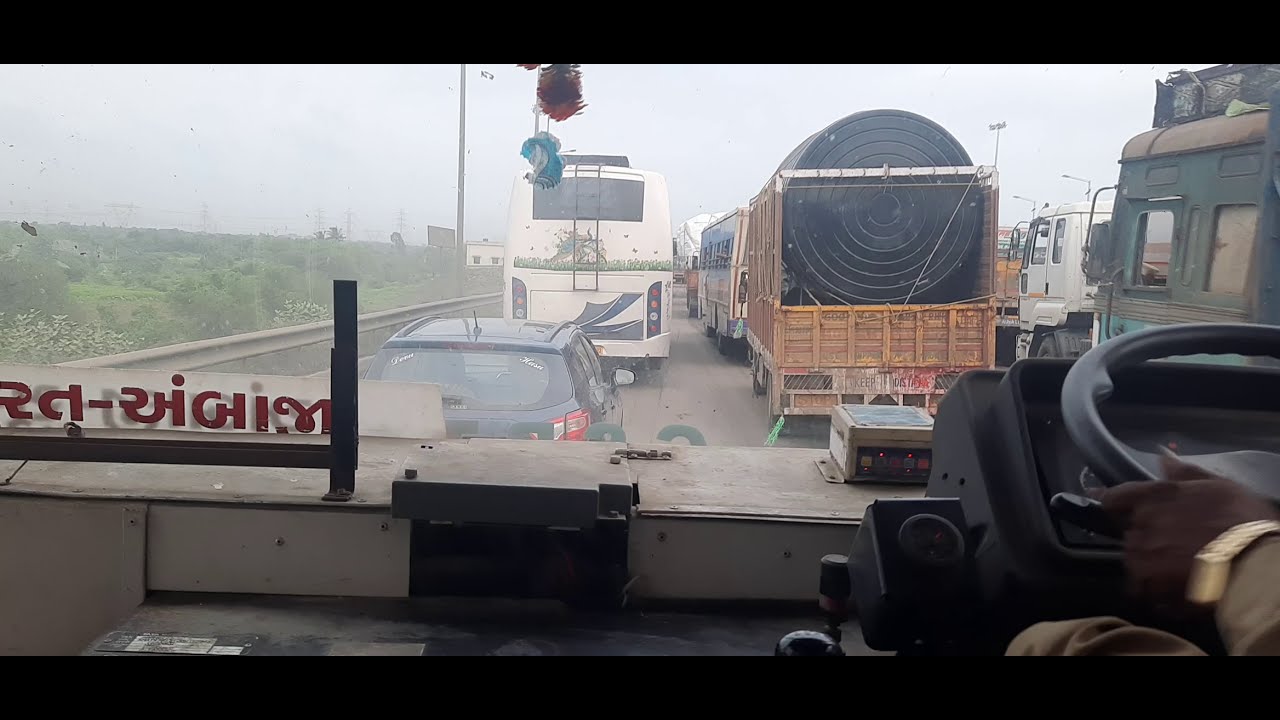 GSRTC Bus Struggling in Traffic With Musical Horn|Bus Driving Video|Gujarat HIGHWAY