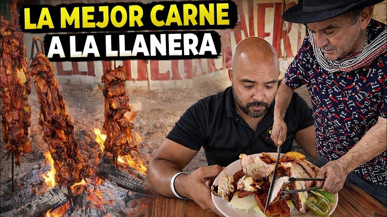 Asi es un asado colombiano!!! Carne a la llanera!!