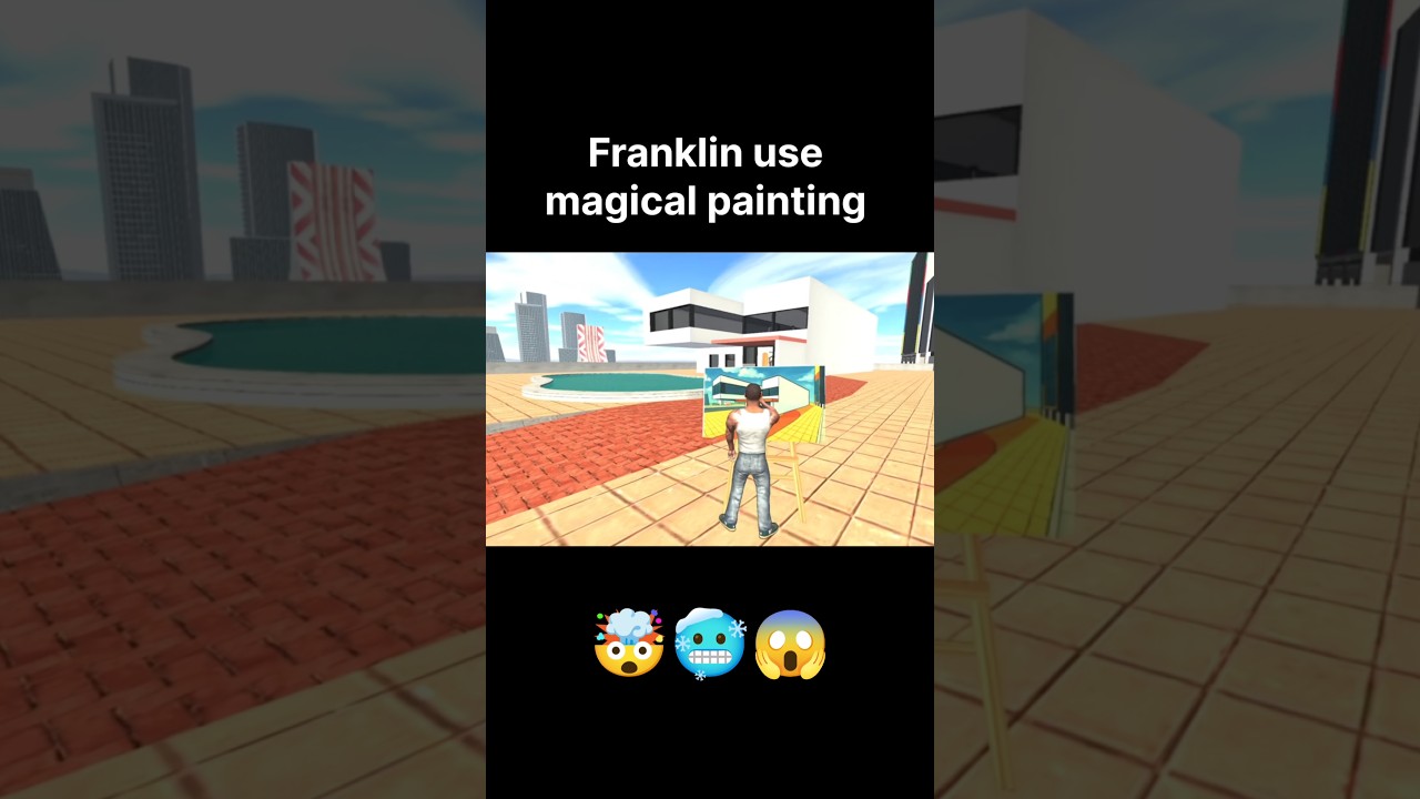 Franklin use magical painting to convert long house in Indian Bike Driving 3D #viralvideo#ytshorts