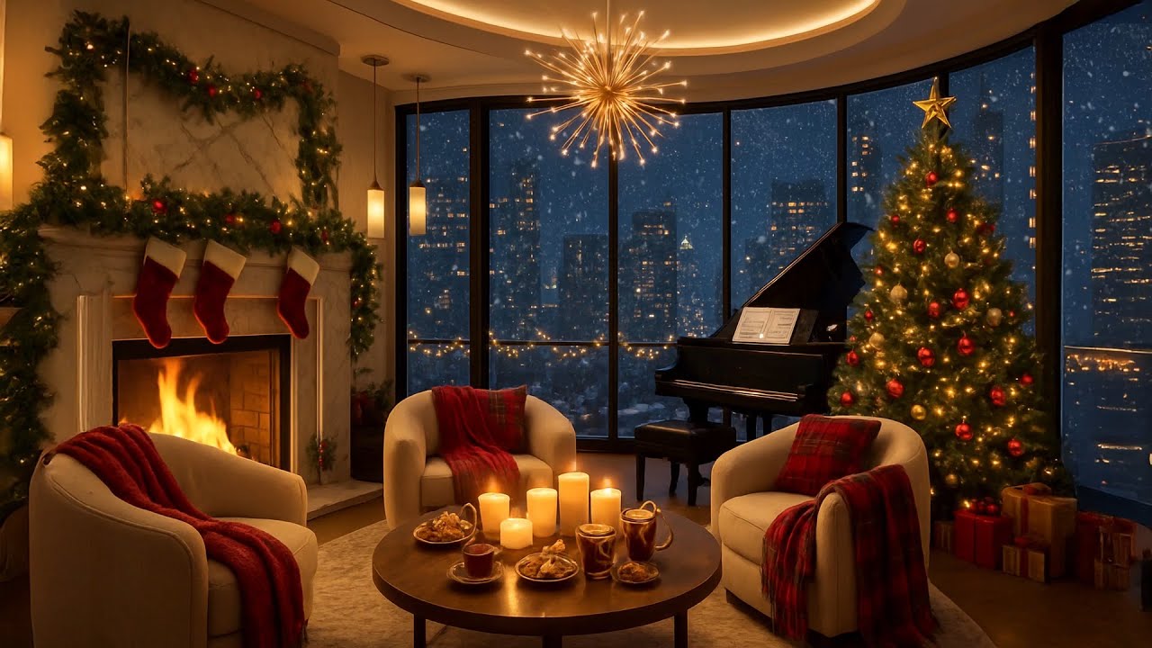 Cozy Christmas Penthouse with Fireplace & Smooth Jazz | Jazzy Holiday Nights