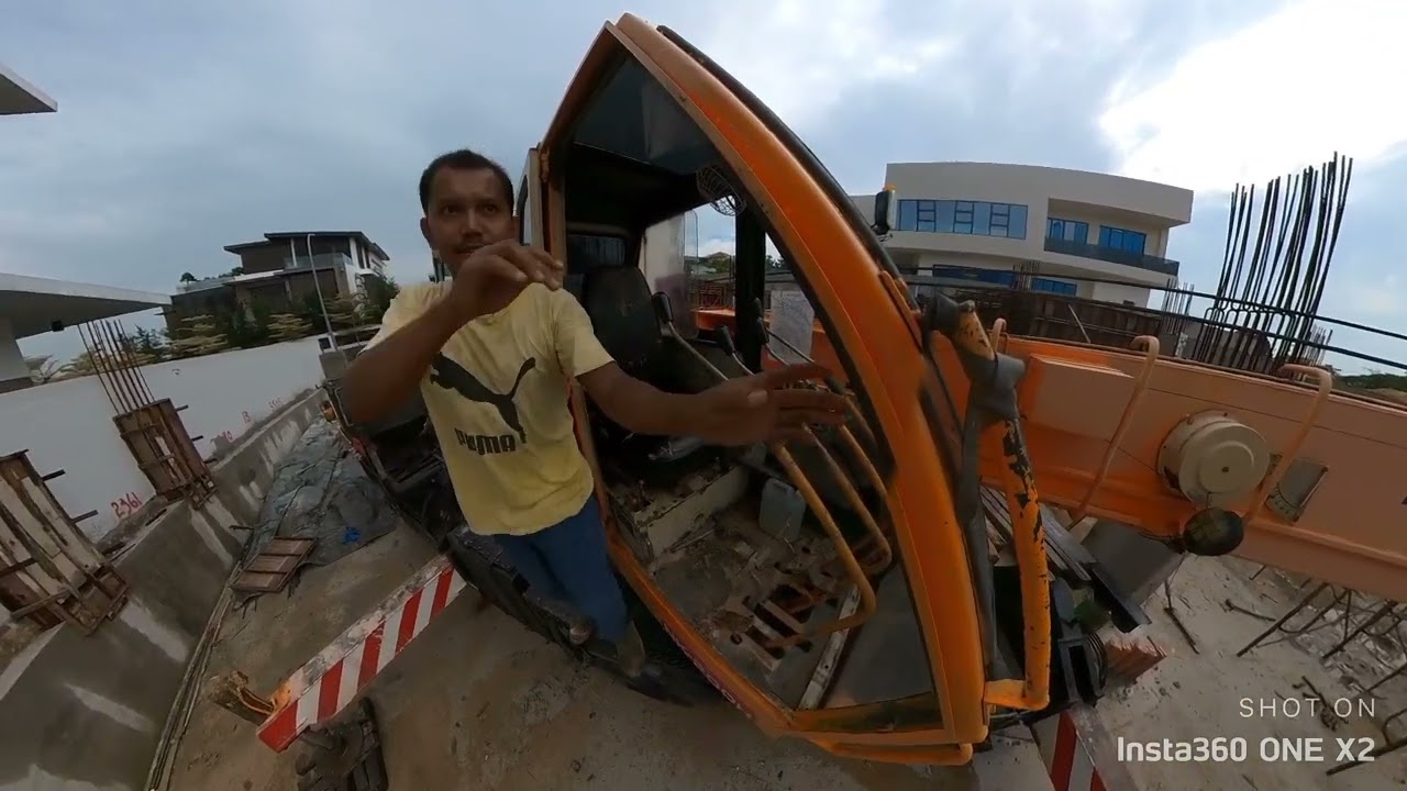 layan job konkrit rumah banglo#skill operator crane malaysia#kato mark 2#insta360onex2#asia