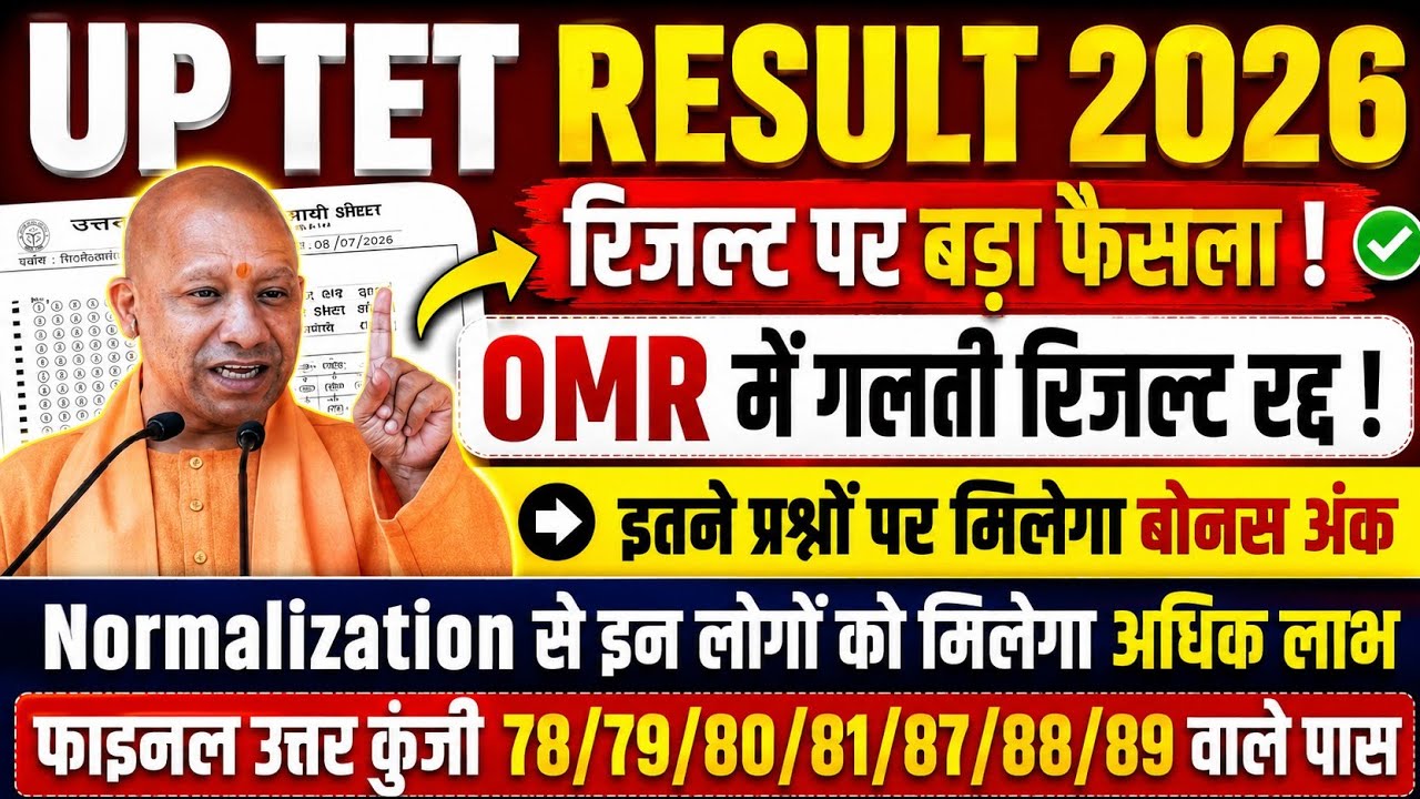 🔥UPTET Result 2026 | रिजल्ट पर बड़ा फैसला 😱 OMR में गलती? Bonus Marks & Normalization Latest Update