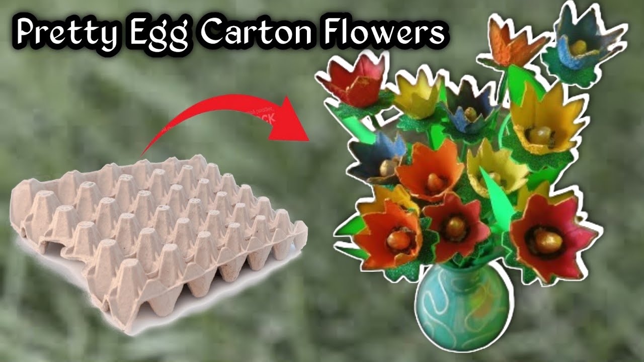 How to Make Pretty Egg Carton Flowers || Egg tray making bunch of flowers 💐