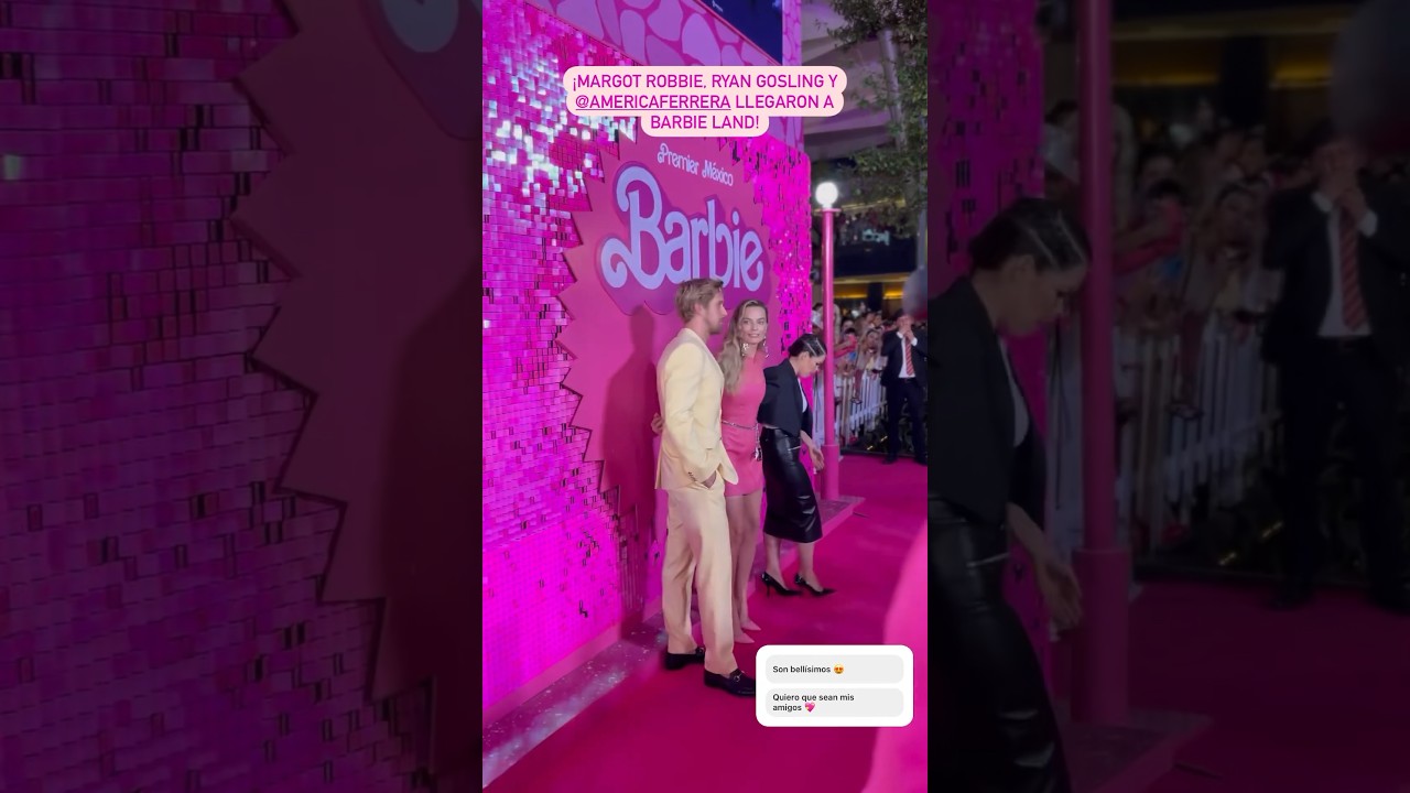 Ryan Gosling, Margot Robbie & America Ferrera at the Barbie&nbsp;premiere in Mexico. #margotrobbie