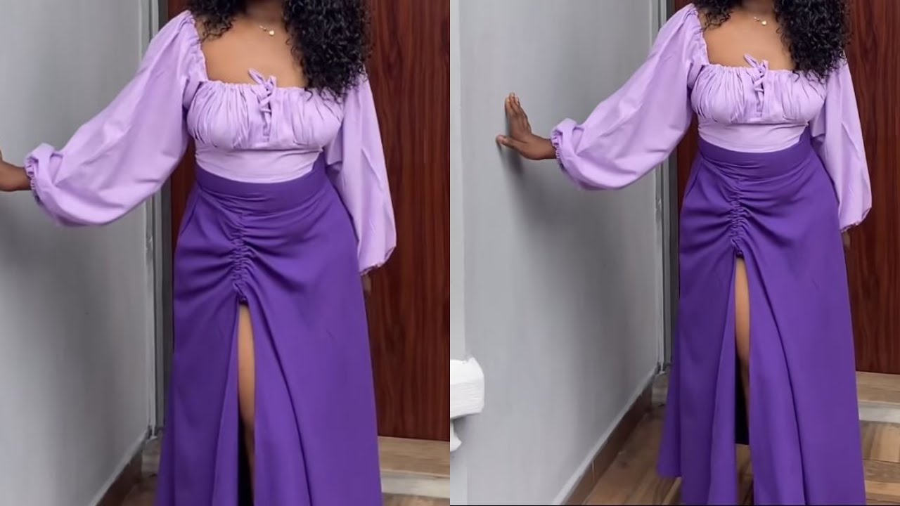 How To Cut And Sew This Trendy 2 Piece Milkmaid Bustier Crop Top And Ruched Circle Skirt With Slit.
