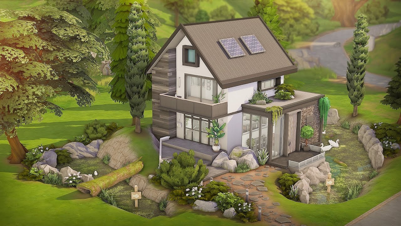 Sleek Scandinavian Lake House🌳 | The Sims 4 Speed Build