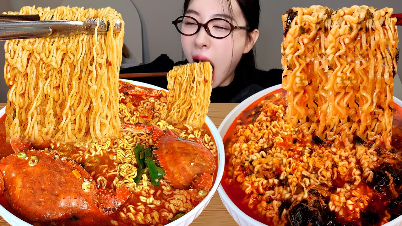 절대 보지마세요!! 결국 물 올립니다..🔥 제철 굴라면ㅣ얼큰 꽃게라면ㅣ불닭미역탕면ㅣ순두부열라면ㅣ까르보불닭ㅣ육회 비빔면ㅣ최애 라면먹방