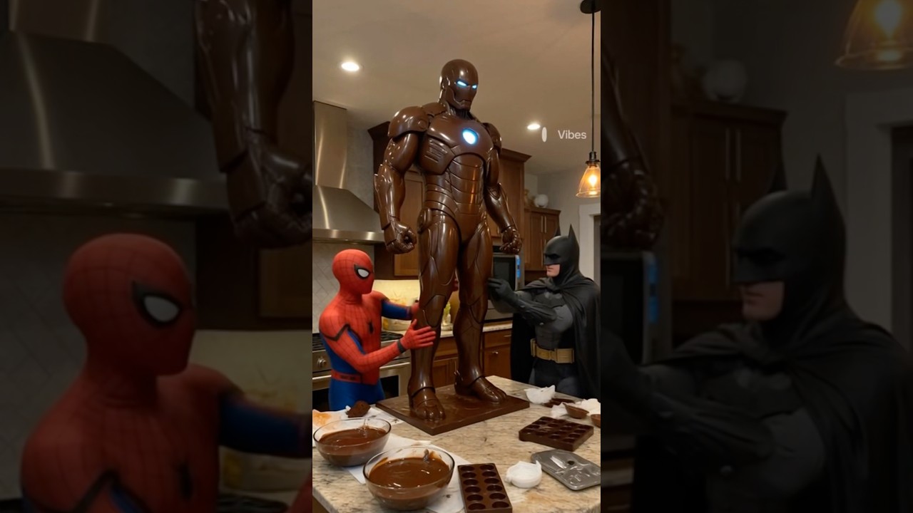 Spiderman vs Hulk with Batman Build a Giant chocolate ironman statue #marvel#hulk#spiderman #shorts