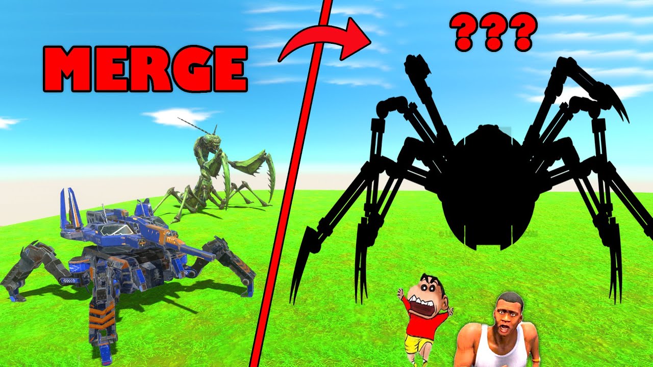 I Merged SPIDER and MANTIS to Create MECHA SPIDER in Animal Revolt Battle Simulator with SHINCHAN