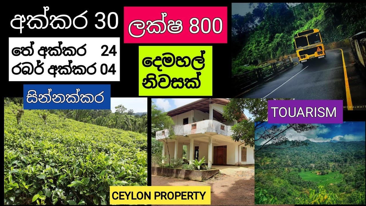 NO,,711 # අක්කර 30 ක් දෙමහල් නිවසක් ලක්ෂ 800 ,,අඩු මිලකට ලොකු දේපලක් ,සින්නක්කර නිරවුල් ඔප්පු ,,