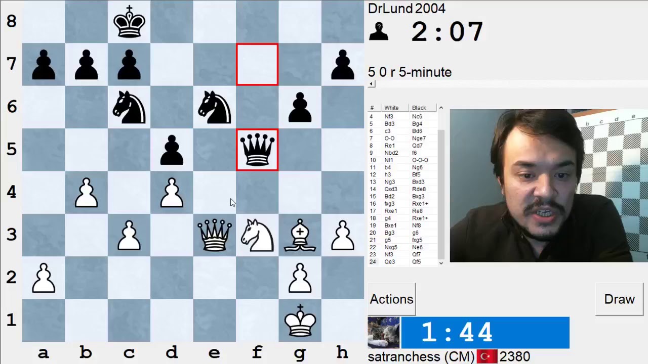 Yıldırım Satranç 5 dk | Fransız Savunması (Rakip DrLund) ICC