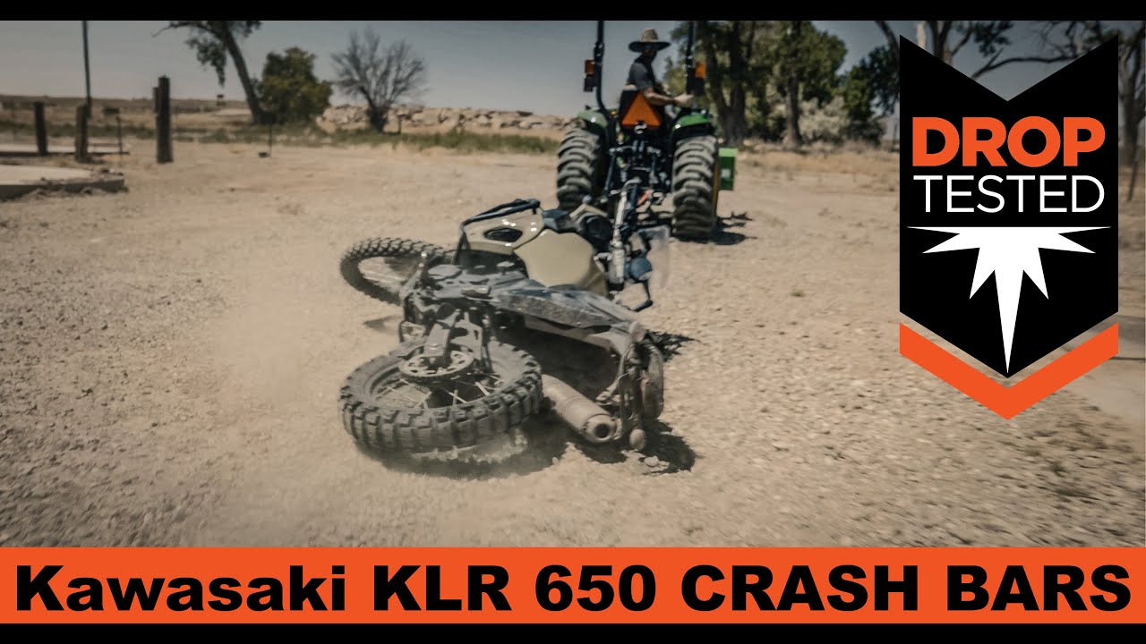 Kawasaki KLR 650 Crash Bars Drop Test by Outback Motortek #outbackmotortek #kawasakiklr650