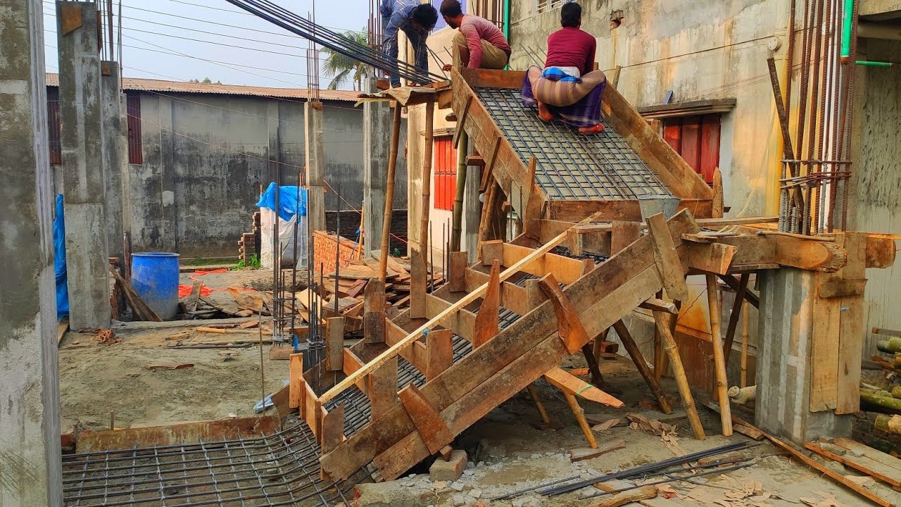 3 টান  সিঁড়ি কিভাবে ঢালবেন কম জায়গায় Momin construction