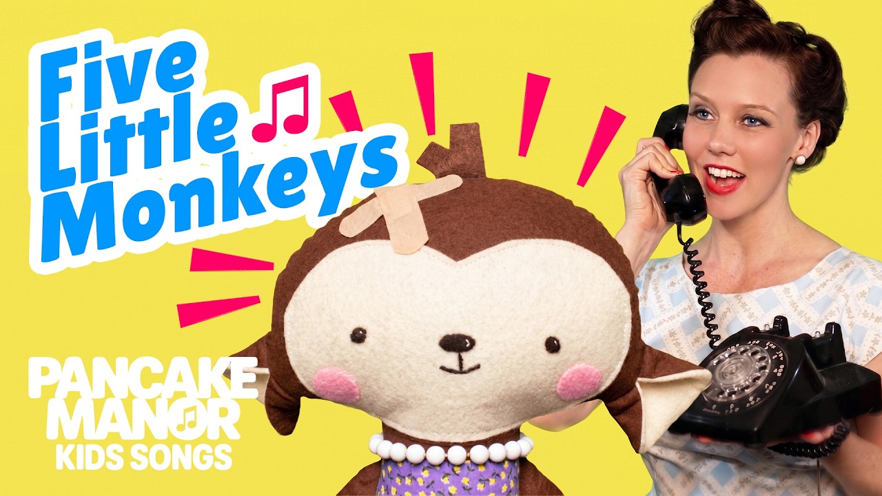 Five Little Monkeys Jumping on the Bed | Song for Kids | Pancake Manor