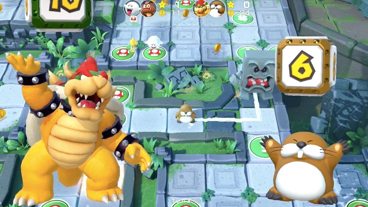 Super Mario Party - Domino Ruins Treasure Hunt (Bowser/Monty Mole vs Boo/Goomba) | MarioGamers