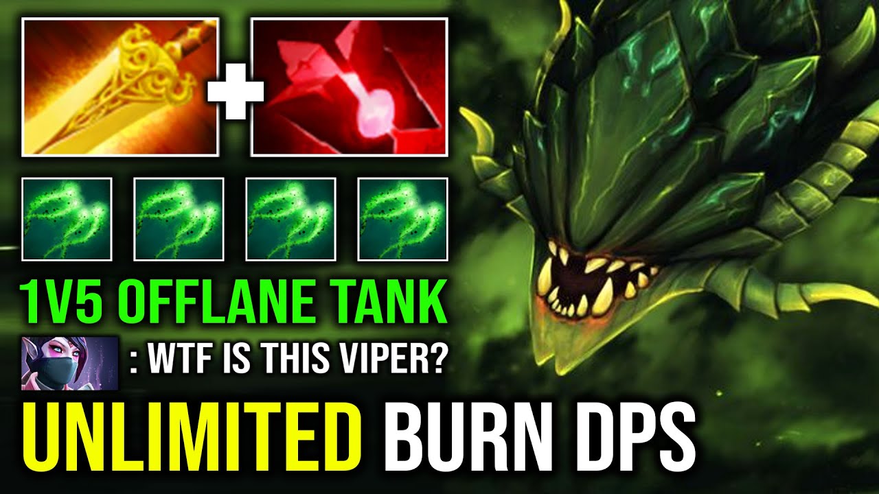 WTF Unlimited Burning Poison Radiance 1v5 Offlane Annoying Slow Imba Nethertoxin Viper Dota 2