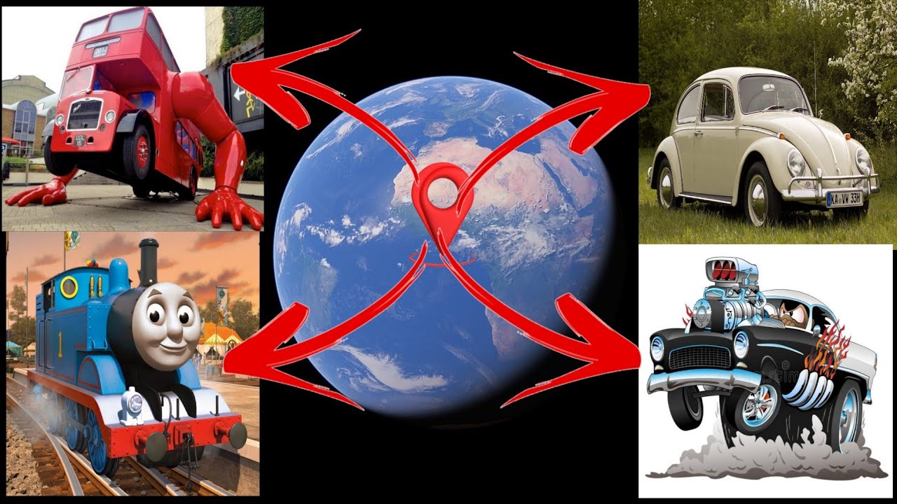I Found pushap bus and Thomas train Vs big silencer car and beetle car #earth#maps #growthlocation17