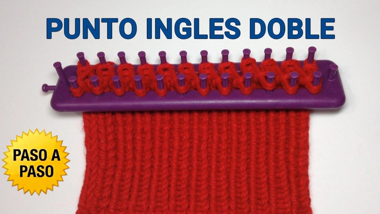 Punto Ingles Doble en Telar  Rectangular - Puntada para Bufandas