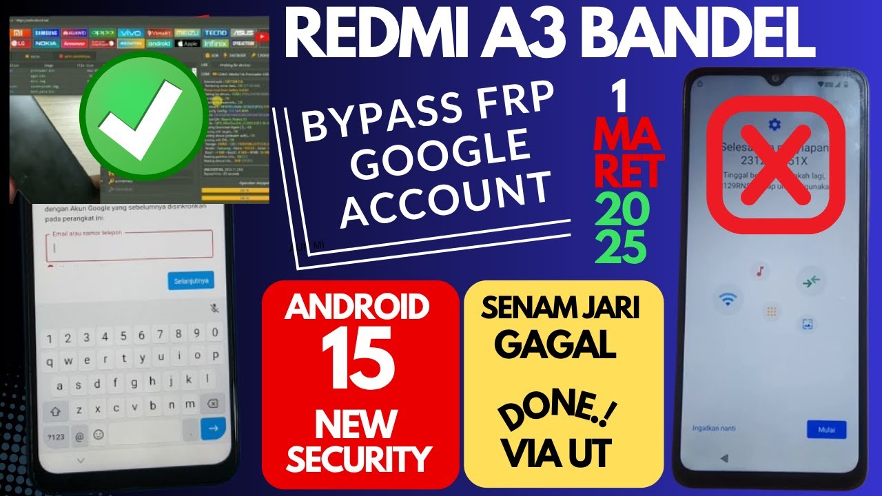 UNLOCK FRP GOOGLE ACCOUNT REDMI A3 ANDROID 15 SECURITY 2025 ‼️ KOK SUSAH YA ⁉️