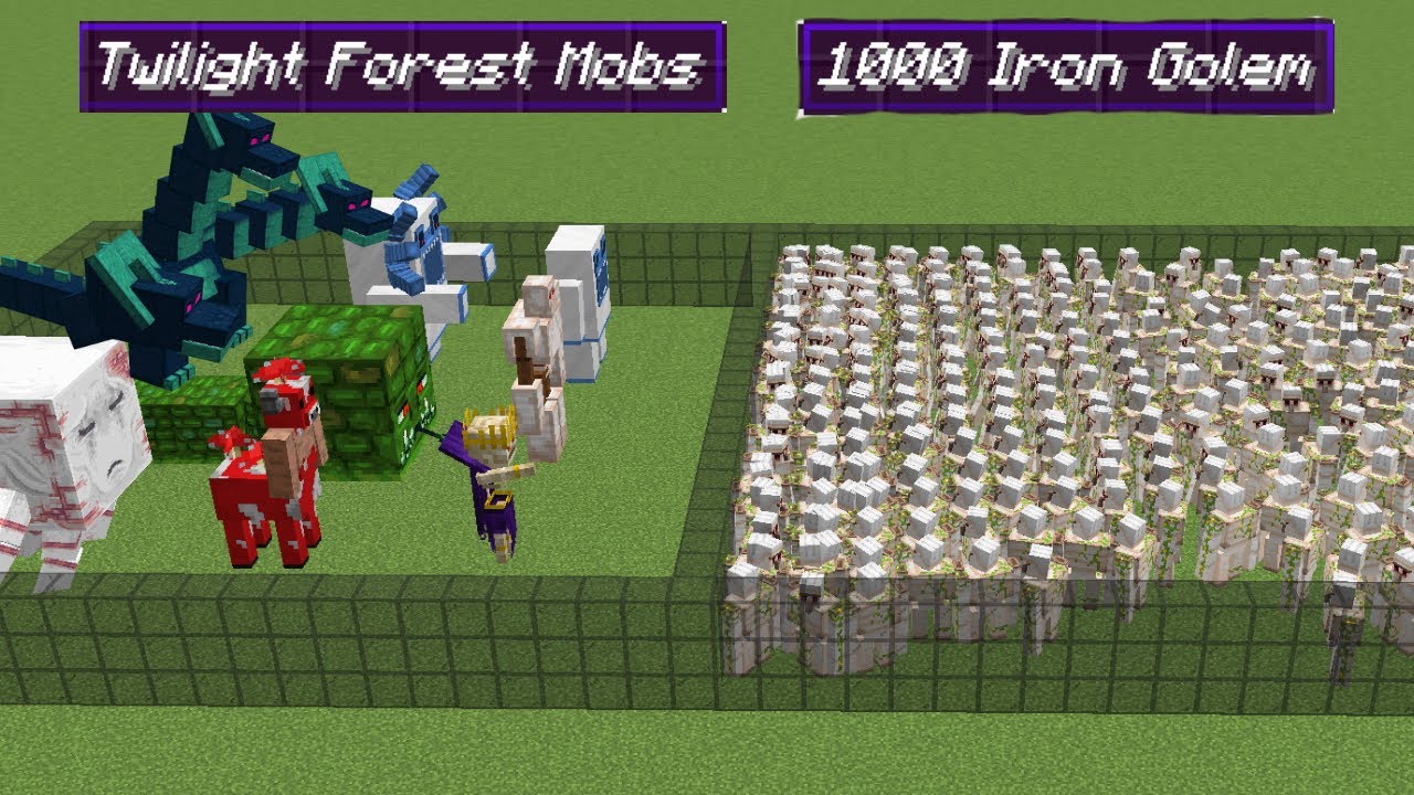 1000 iron golem vs all twilight forest mobs | Minecraft Mob Battle