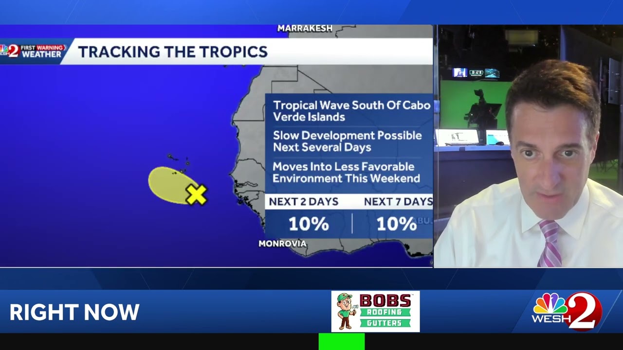 Tracking a few evening showers and the tropics as low pressure tries to develop in the Gulf