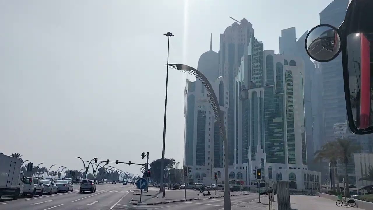 Driving on Qatar Roads.Driving in Doha city Center