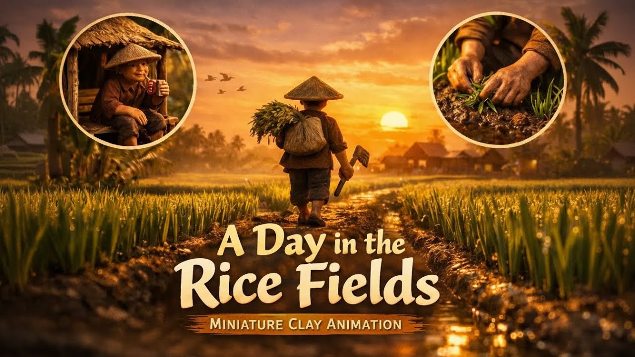 A Peaceful Day in Indonesian Rice Fields | Miniature Clay Stop Motion Diorama