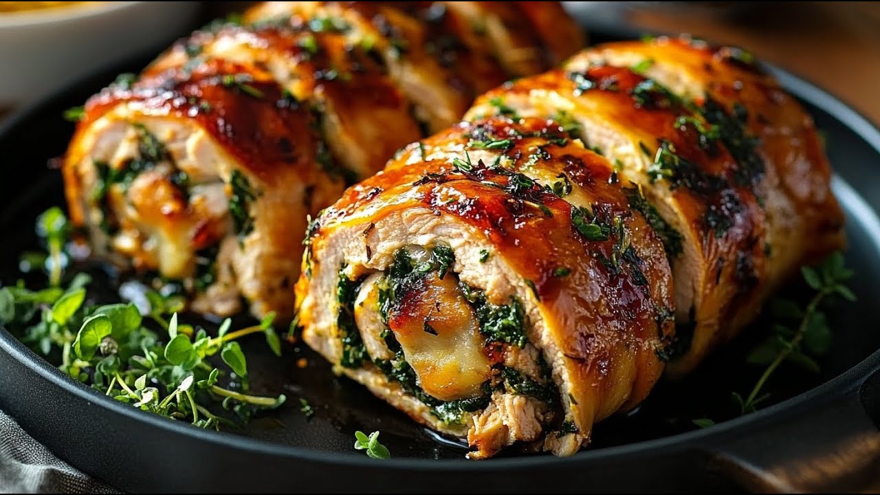 Stuffed Chicken Roulade recipe in Under 15 Minutes | Easy & Delicious!🥓🧀
