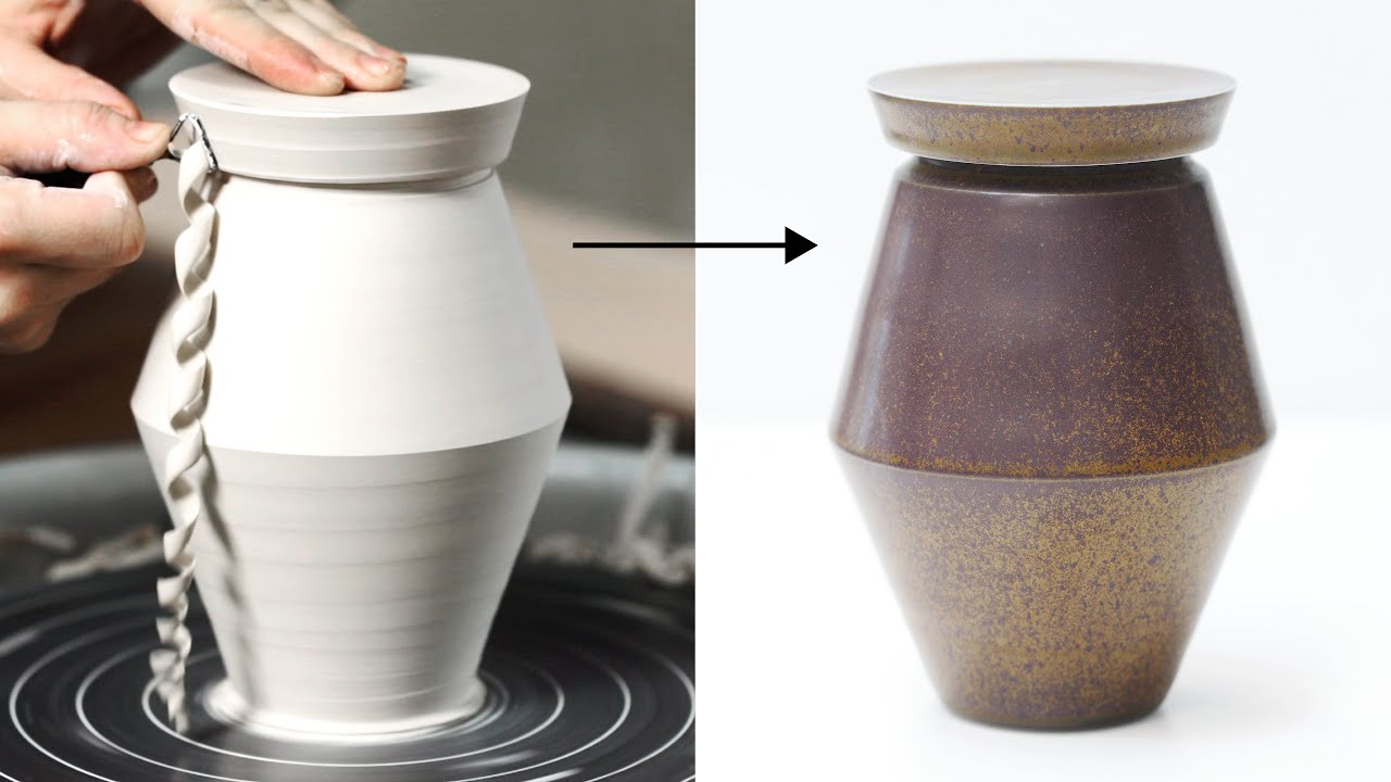 Trimming, Glazing and Firing a Porcelain Jar with my New Glazes