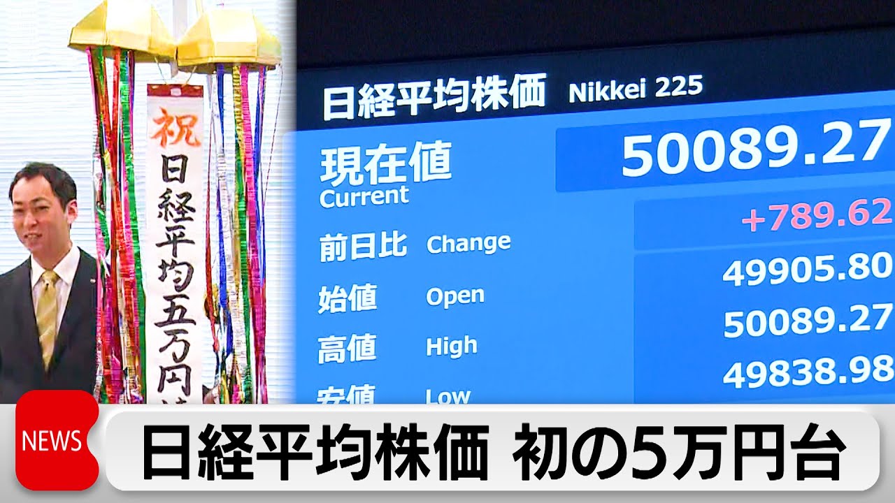 日経平均株価　初の5万円台