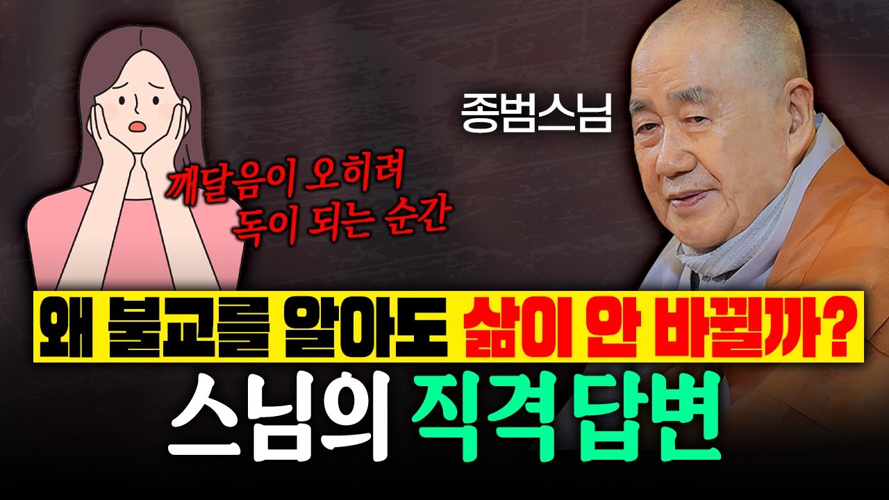 왜 불교를 알아도 삶이 안 바뀔까? 스님의 직격 답변! | 종범스님 법문 몰아보기 #종범스님 #종범스님법문 #불교