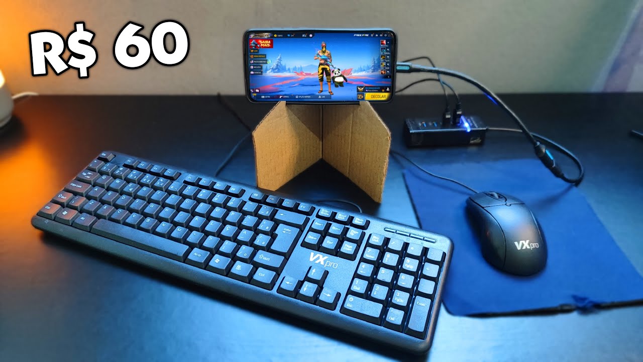 MONTEI MEU SETUP MOBILADOR BARATO !!! Teclado e Mouse no Celular