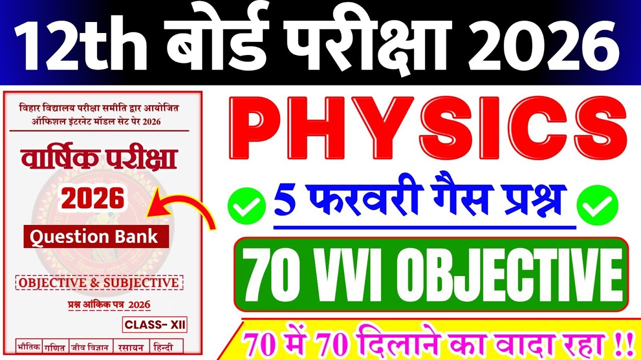 Class 12th physics Vvi Objective Questions | 5 February Class 12th Physics vvi Question 2026#Physics