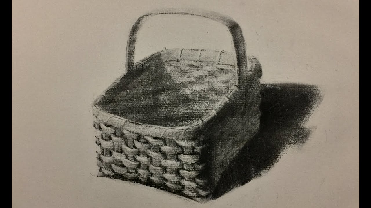 ZIMOU TAN | ART | How to draw, weaving basket on toned paper.