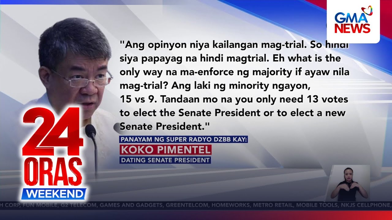 Senate &ldquo;coup&rdquo; possible if VP impeachment trial proceeds&mdash;ex-SP Pimentel | 24 Oras Weekend
