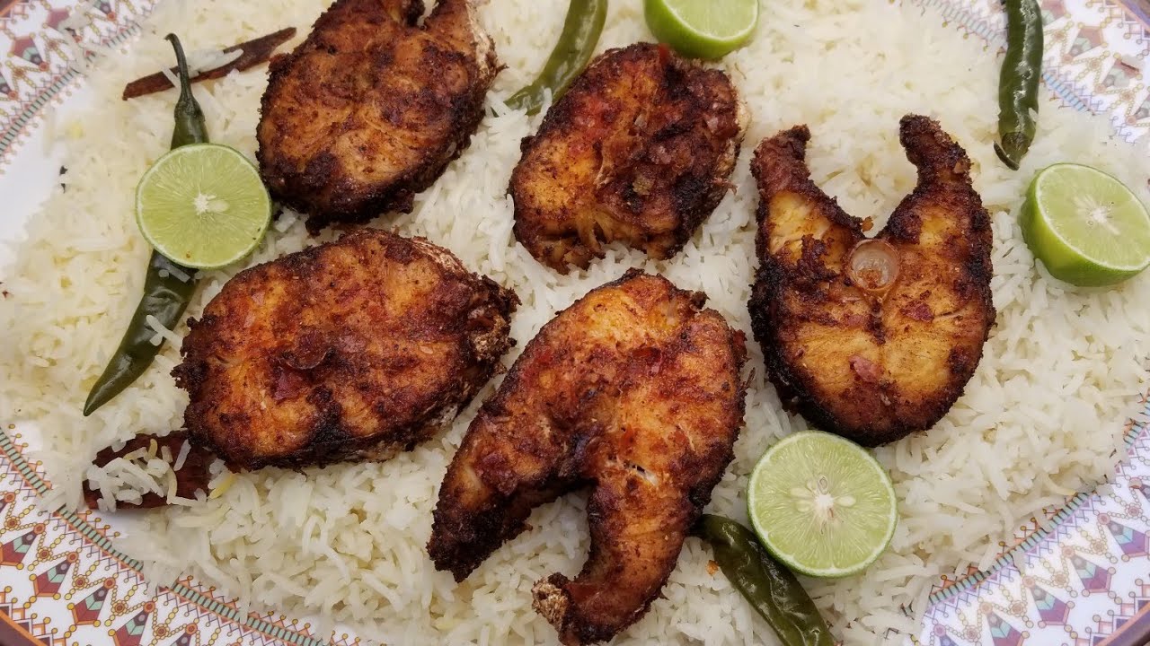 طبخ وجبة غدا سريعه من السمك المقلي والرز الأبيض لايفوتكم