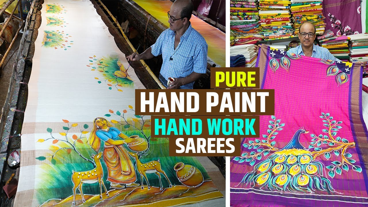 Pure Hand Paint & Hand Work Sarees ( Cotton/Tussar) Manufacturer and Wholesaler