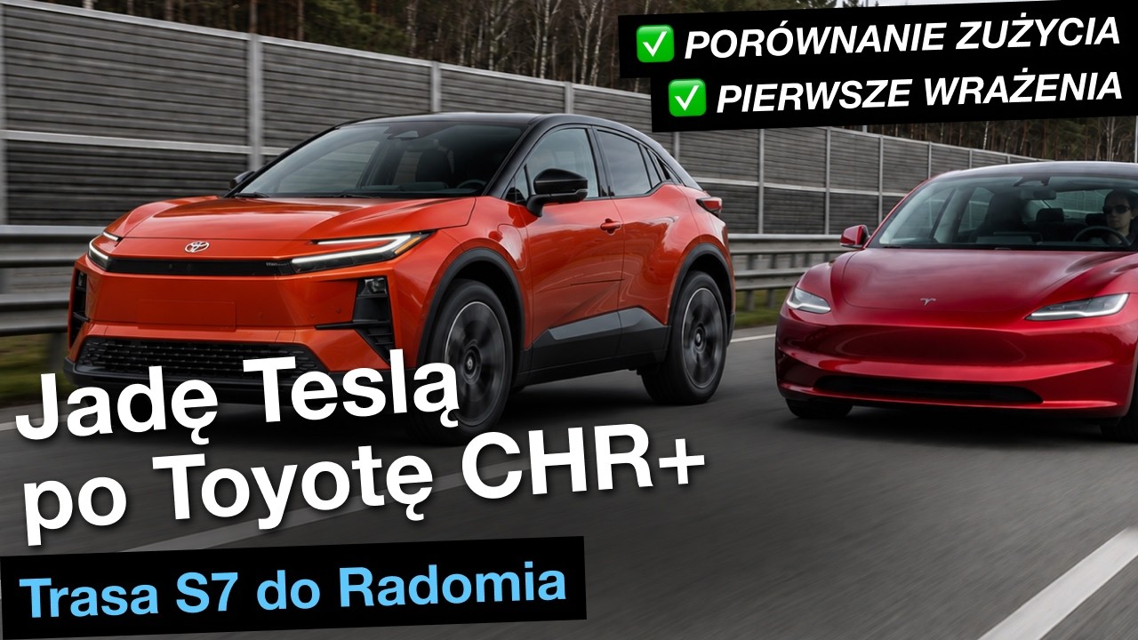 Pojechałem po Toyotę C-HR+&hellip; Teslą. Realne zużycie przy 120kmh obu pojazd&oacute;w