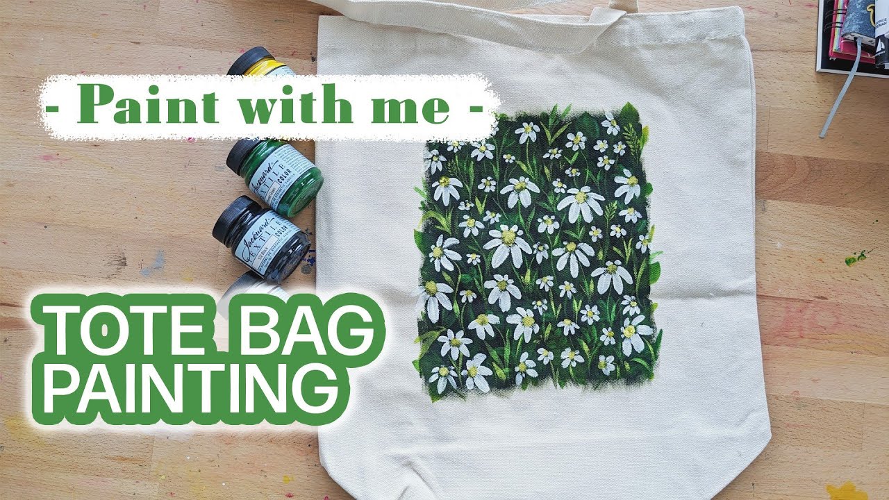 How to paint a Tote Bag | How to paint with Fabric Paint | Paint with me