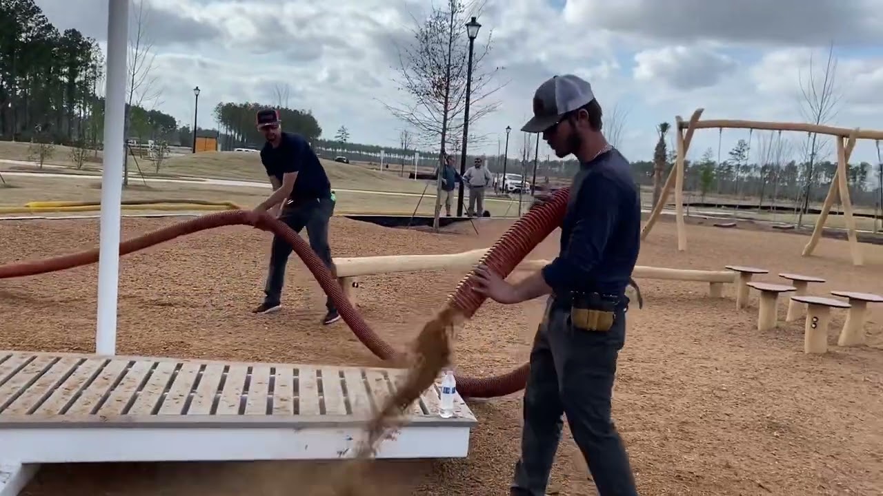 Blowing playground mulch