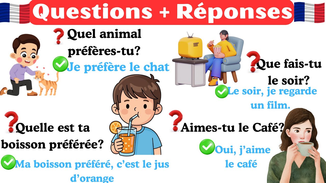 Découvre 100 questions du quotidien + réponses faciles | niveau débutants adulte [A1-A2] 🇫🇷