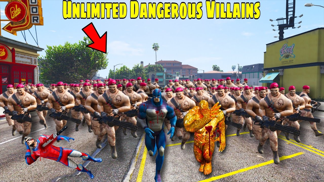 Unlimited Dangerous Villains Attack on Rope Hero | Rope Hero Vice Town Gta V