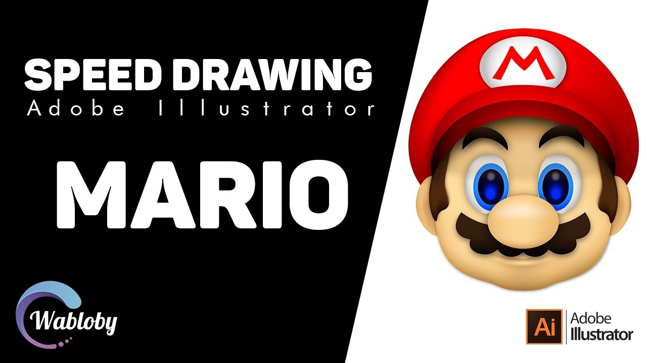 Adobe illustrator -Mario - Speed Drawing - Mesh tool