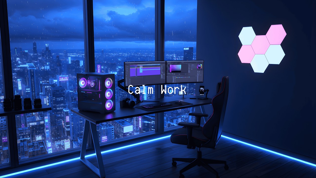 After Dark Editing Desk 🌧️ Calm Productivity