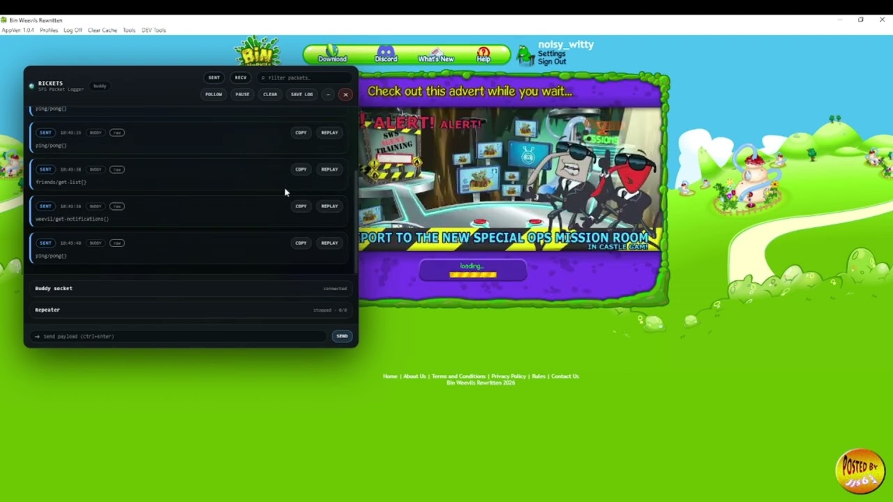 Bin Weevils Rewritten Custom Client Showcase (Sniffer + Cred Gen)
